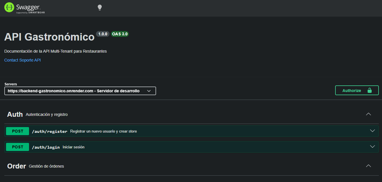 Gastronomic Backend API demo